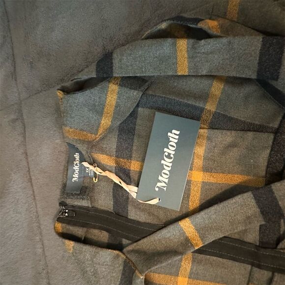 ModCloth Plus Size 1X Gray Plaid Sleeveless Jumpsuit Casual Fall - Picture 5 of 6